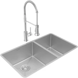 Fashion Elkay ECTRU32179RTFCC Crosstown® 18 Gauge Stainless Steel 31-1/2& x 18-1/2& x 9& 60/40 Double Bowl Undermount Sink & Faucet Kit with Drain - One-stop shop for professional tools and equipment. Full