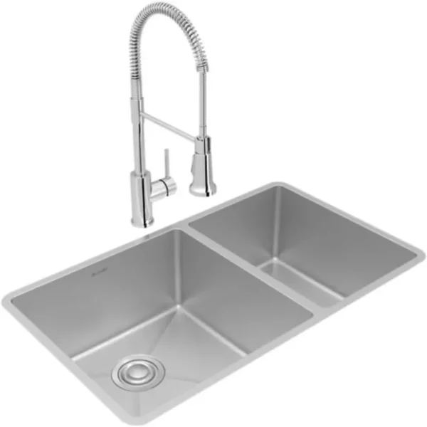 Fashion Elkay ECTRU32179RTFCC Crosstown® 18 Gauge Stainless Steel 31-1/2& x 18-1/2& x 9& 60/40 Double Bowl Undermount Sink & Faucet Kit with Drain - One-stop shop for professional tools and equipment. Full