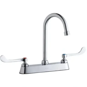 Sale Elkay LK810GN05T6 8& Centerset with Exposed Deck Faucet with 5& Gooseneck Spout 6& Wristblade Handles Chrome - One-stop shop for professional tools and equipment. Hand